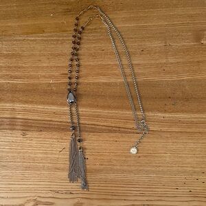 Jessica Simpson Silver and Brown Beaded Necklace